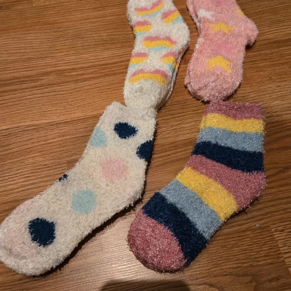 Colorful Fuzzy Socks Set 4 Pair